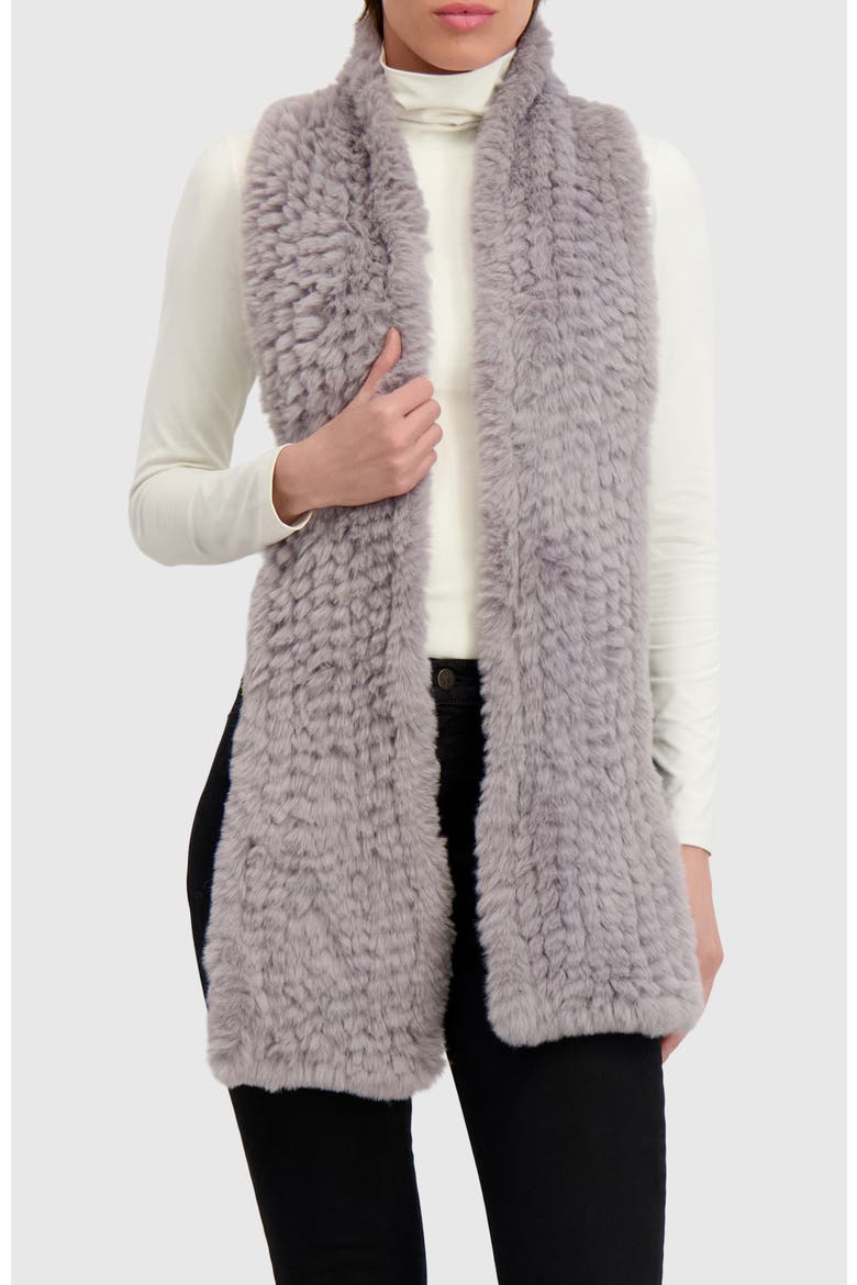 Fur-Free Rex Rabbit (Faux Fur) Knit Scarf, Main, color, LIGHT GRAY