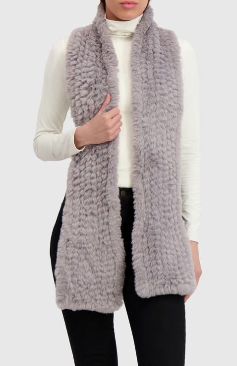 Fur-Free Rex Rabbit (Faux Fur) Knit Scarf