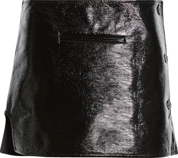 Oblique Vinyl Miniskirt