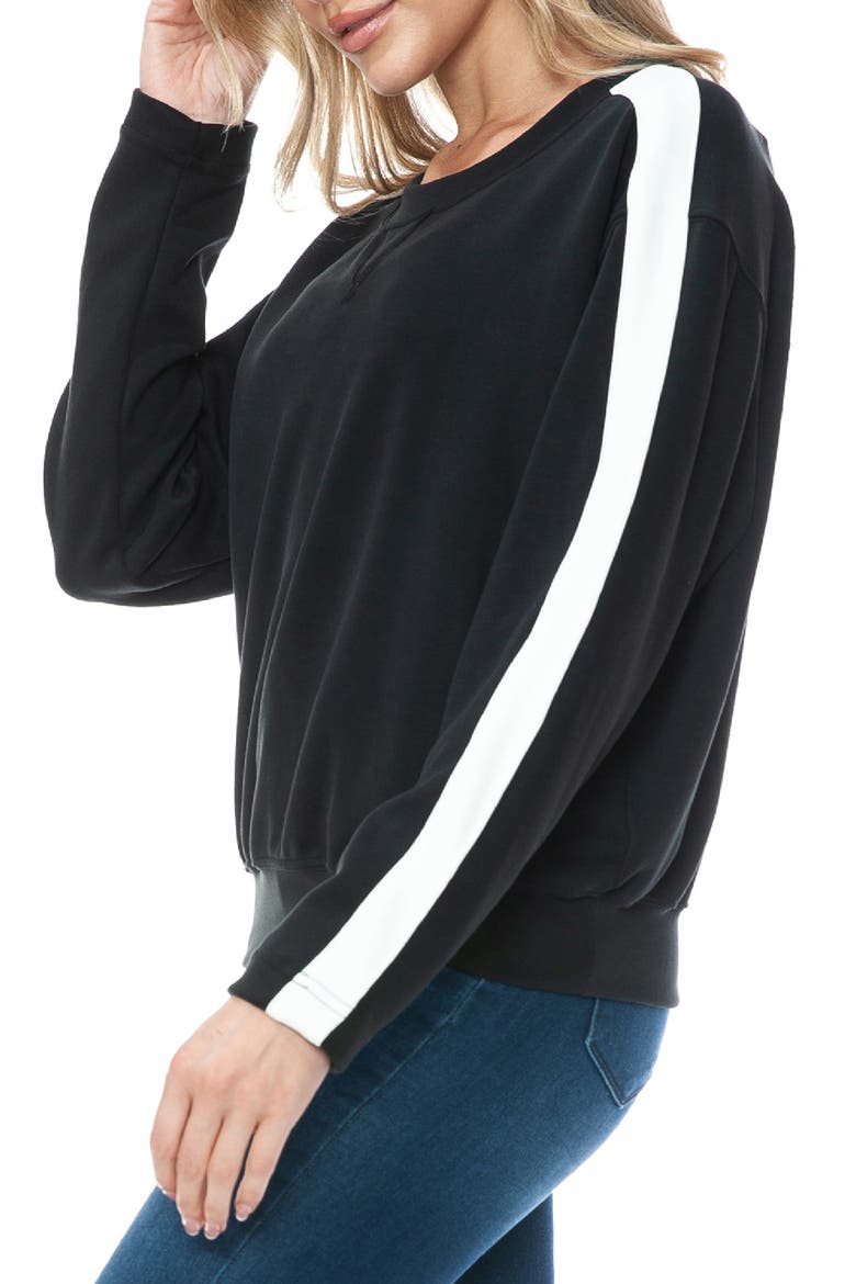 Scuba Knit Stripe Crewneck Sweater, Alternate, color, BLACK