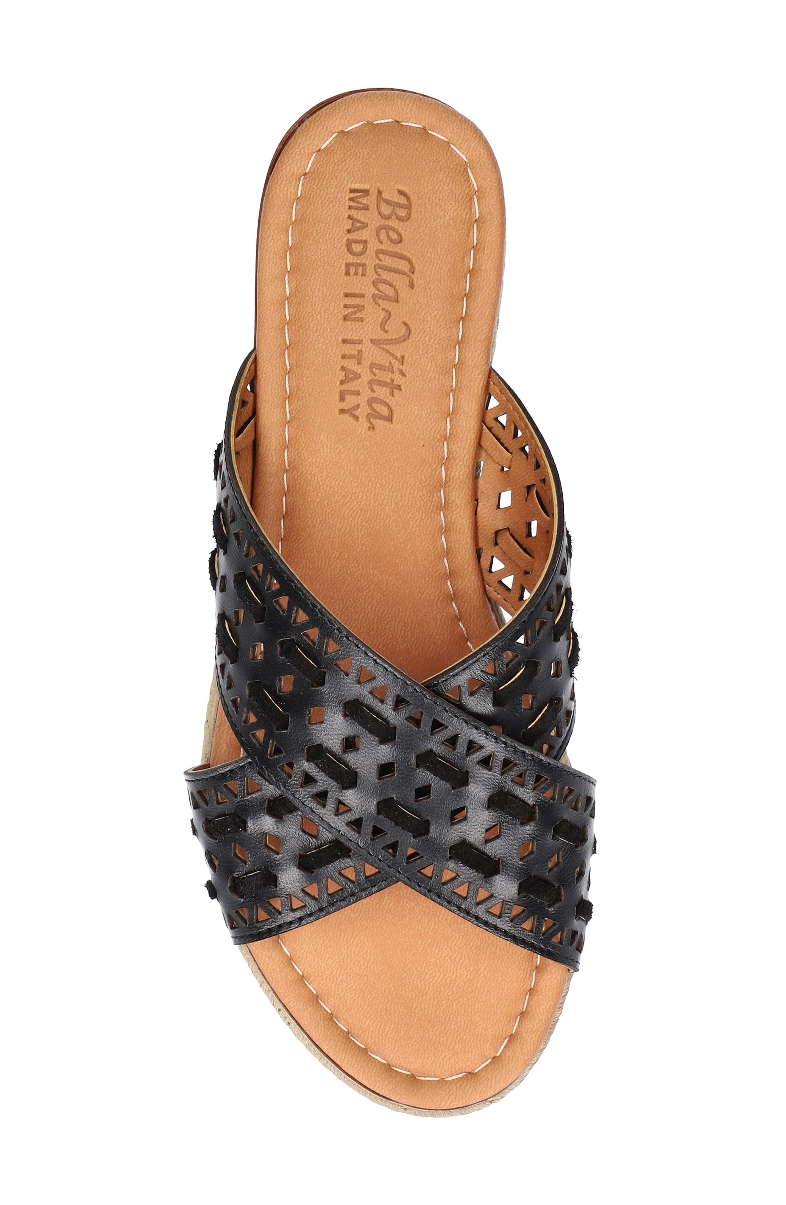 Bella Vita Exa-Italy Espadrille Platform Slide Sandal, Alternate, color, Black Leather