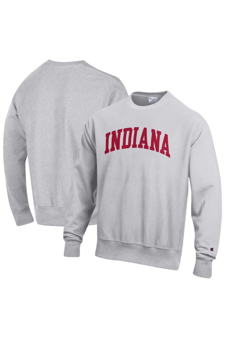 Men's Champion Gray Indiana Hoosiers Reverse Weave Fleece Sweatshirt, Main, color, Gray