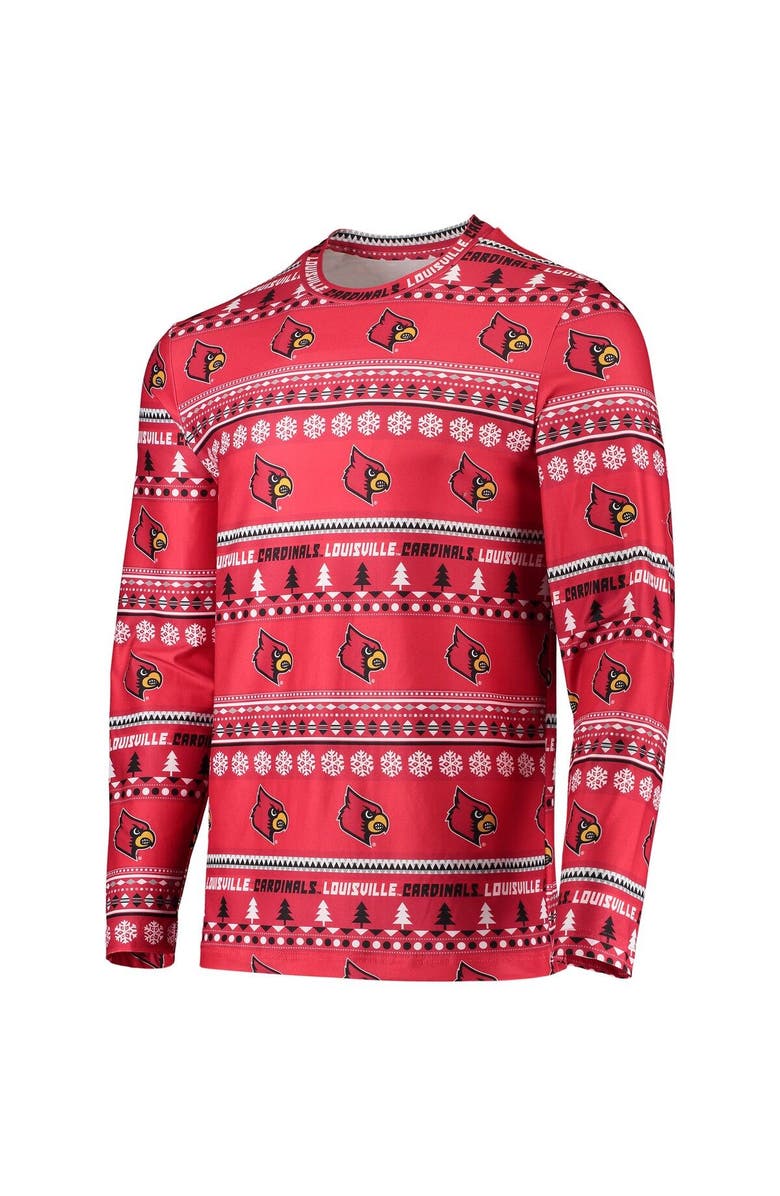 CONCEPTS SPORT Men's Concepts Sport Red Louisville Cardinals Ugly Sweater Long Sleeve T-Shirt and Pants Sleep Set, Alternate, color, Red