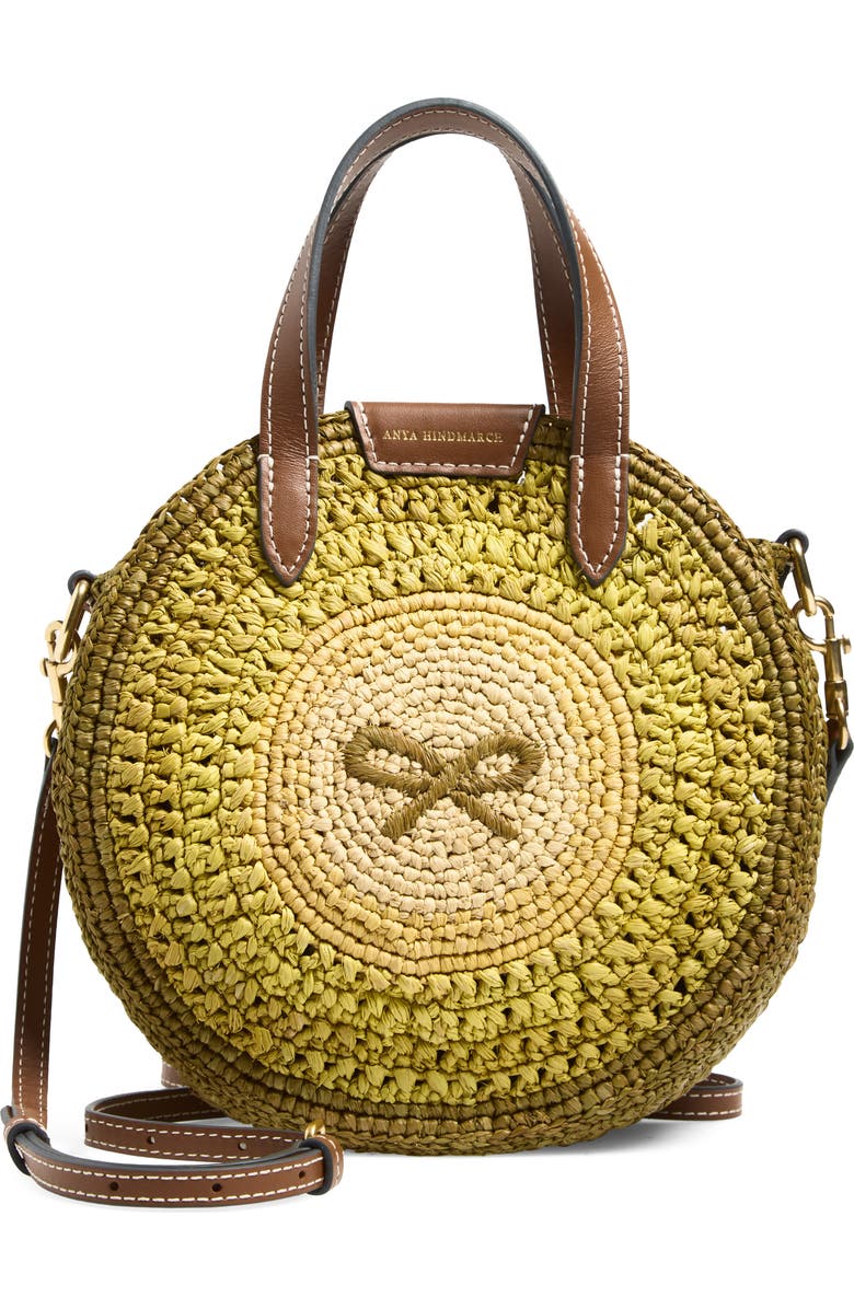 Anya Hindmarch Small Bow Round Raffia Tote, Main, color, Gordal