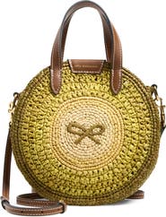 Anya Hindmarch Small Bow Round Raffia Tote