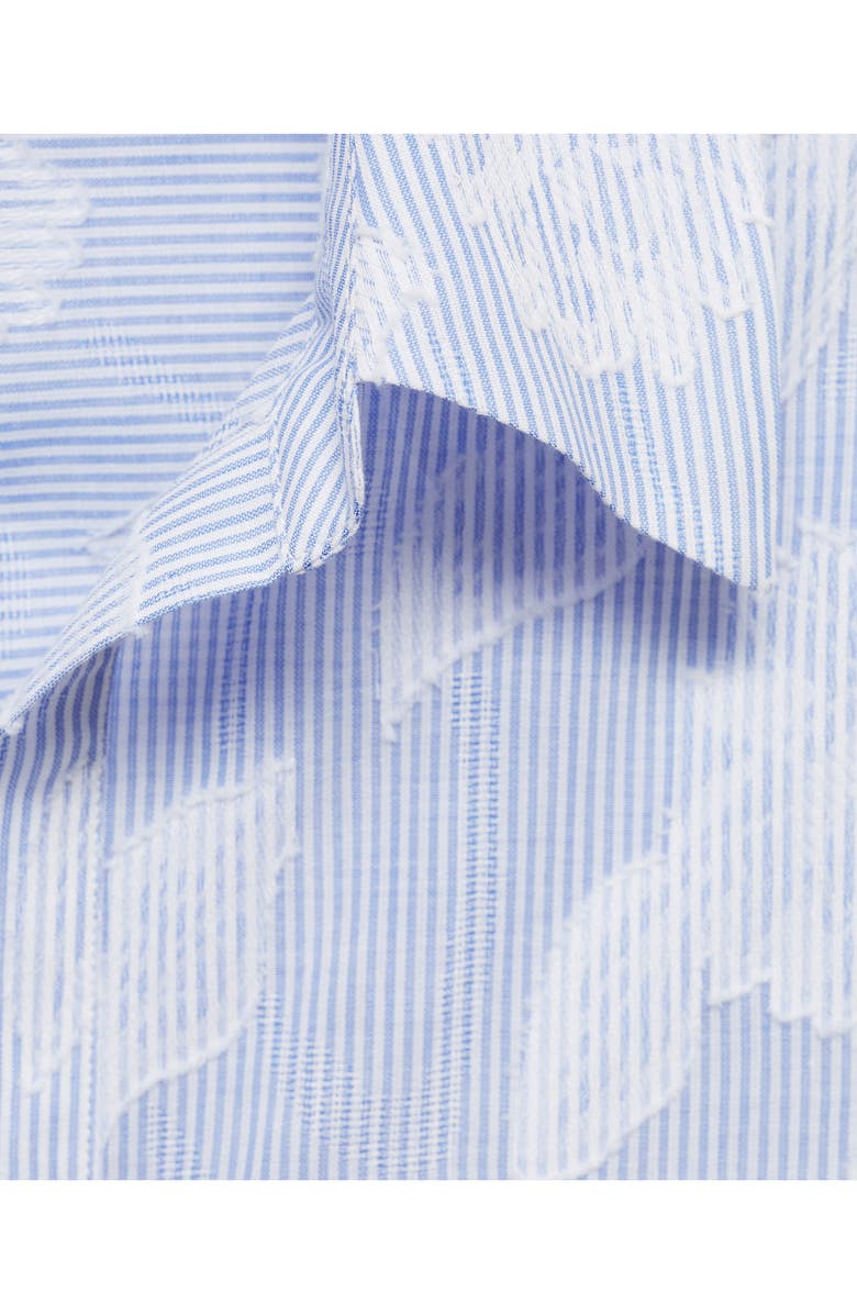 MANGO Oversize Embroidered Floral Stripe Button-Up Shirt, Alternate, color, Sky Blue