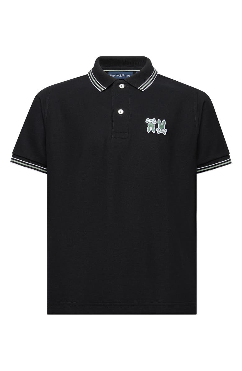 Psycho Bunny Kids' Archive Neon Bunny Cotton Polo, Main, color, Black