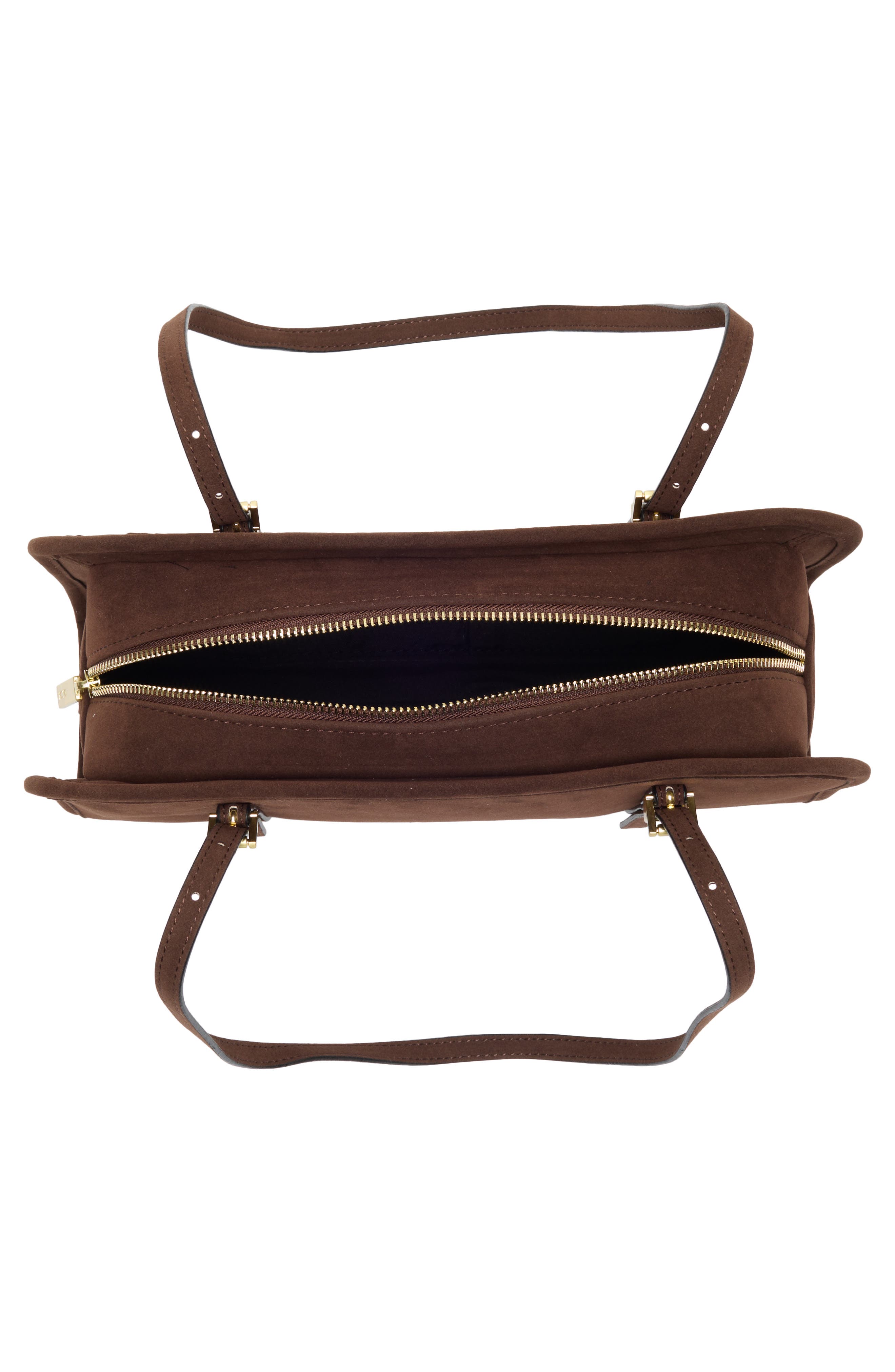 BCBG Suede East/West Shoulder Bag, Alternate, color, Chocolate