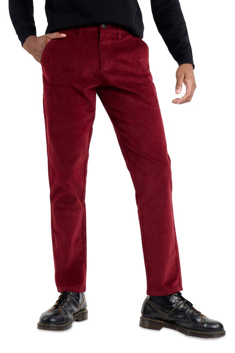 Slim Fit Five-Pocket Corduroy Pants, Alternate, color, BURGUNDY