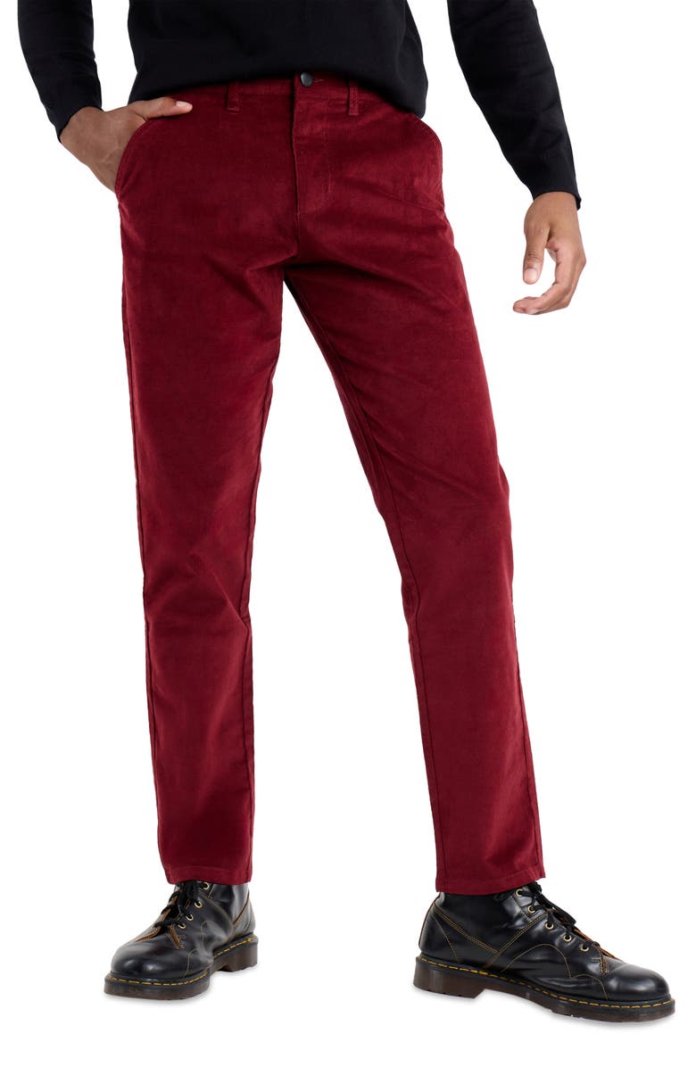 Spring + Mercer Slim Fit Five-Pocket Corduroy Pants, Alternate, color, Burgundy