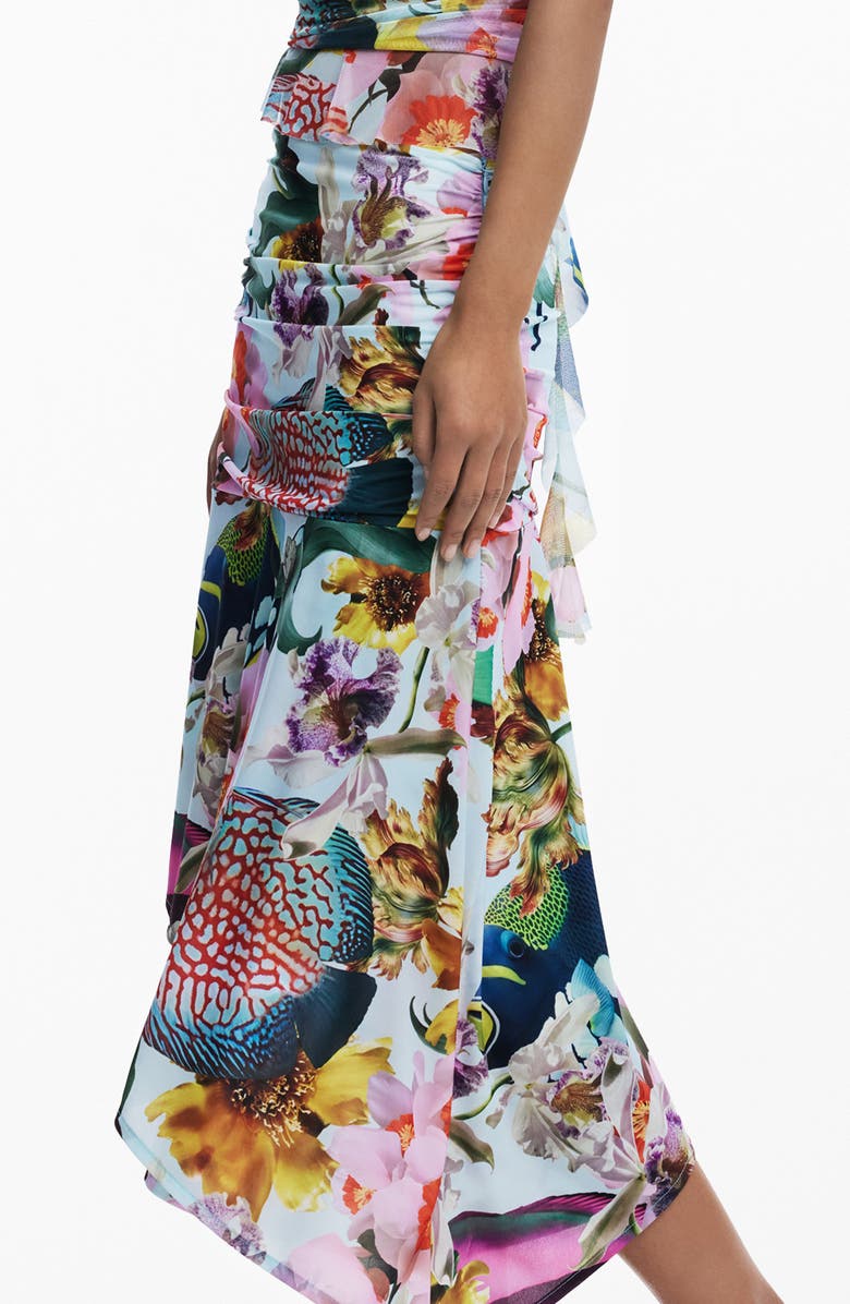 Desigual Print Asymmetric Maxi Skirt, Alternate, color, Pink