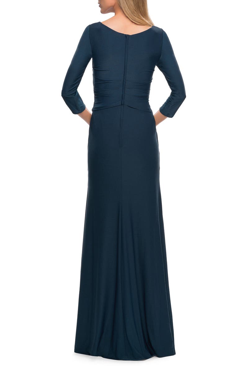 La Femme Ruched Bodice Sheath Gown, Alternate, color, 