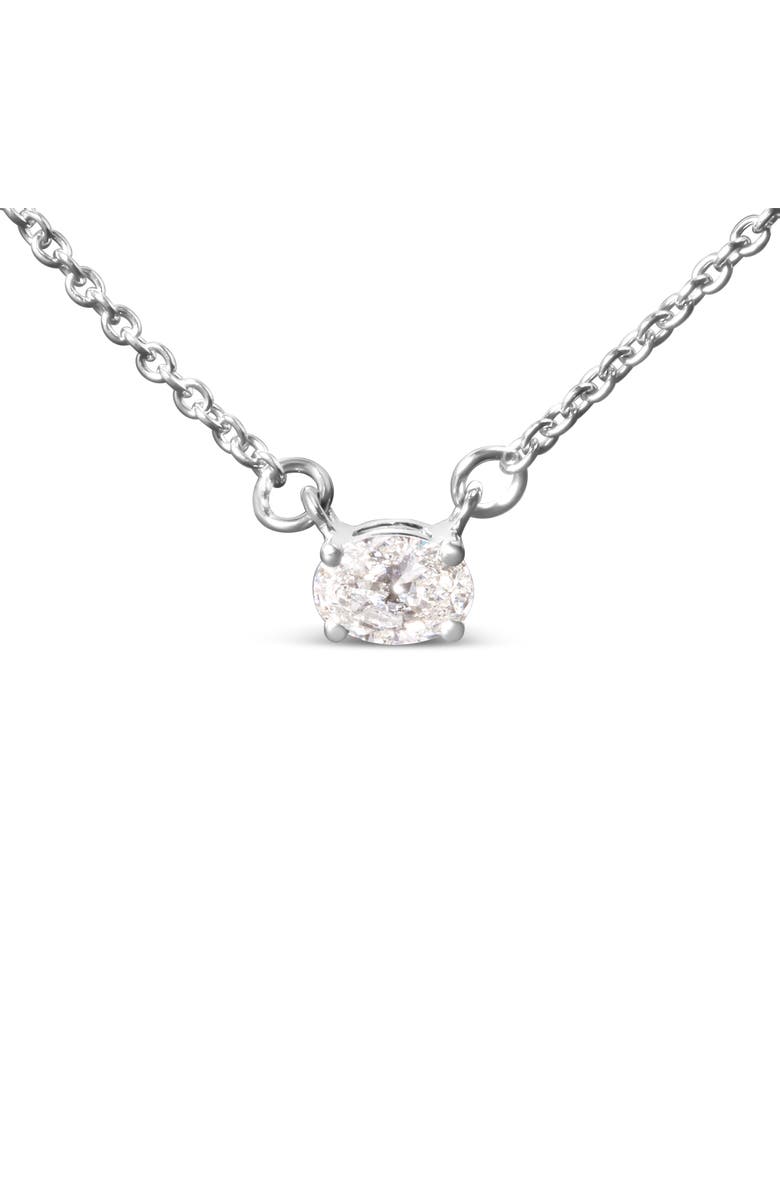 Haus of Brilliance 14K White Gold 1/4 Cttw Lab Grown Oval Solitaire Diamond East West Pendant Necklace, Alternate, color, White