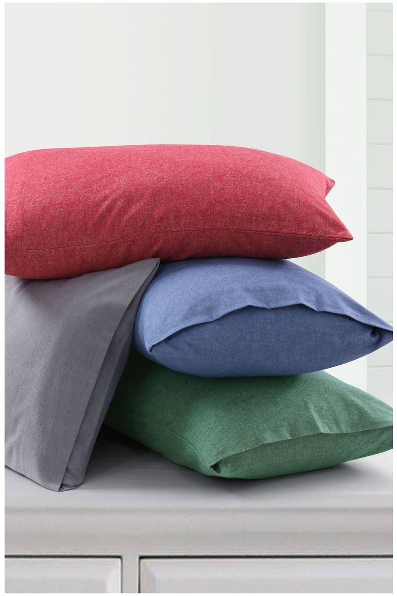 Yarn Dyed Flannel Sheet Set, Alternate, color, HEATHER CHILI RED