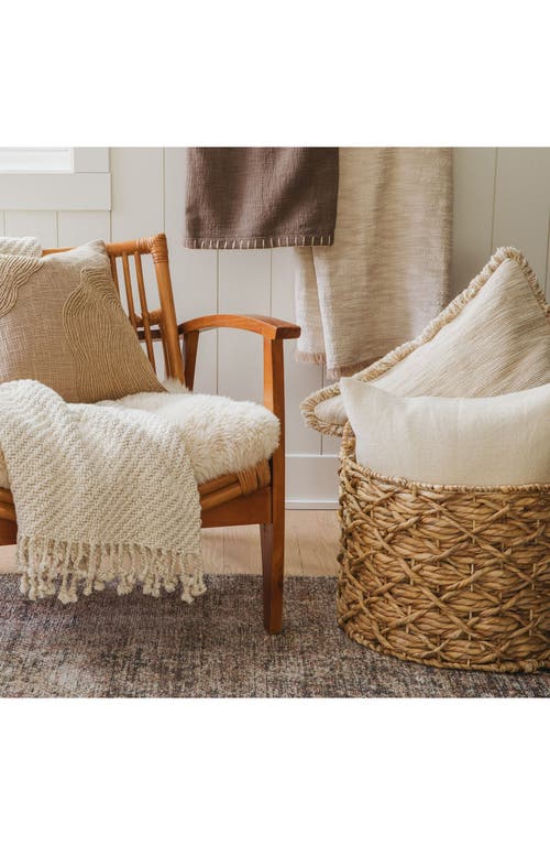 Crane Air Layered Loom Fringe Accent Pillow In Sand