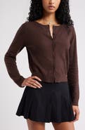 BP. Crewneck Cotton Blend Cardigan