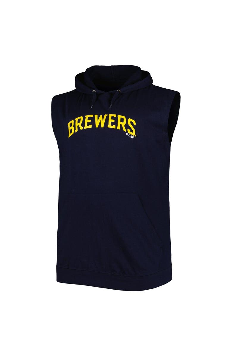 PROFILE Men's Navy Milwaukee Brewers Jersey Pullover Muscle Hoodie, Alternate, color,