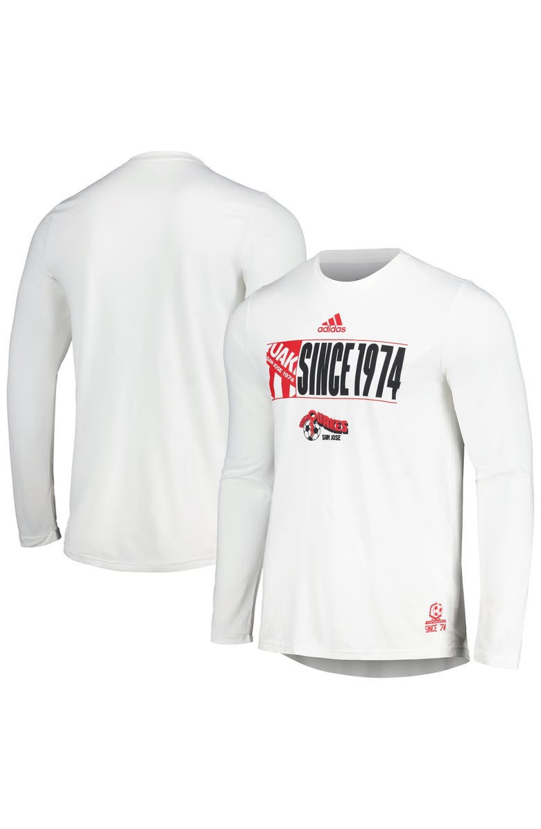 adidas Men's adidas White San Jose Earthquakes 2024 Jersey Hook AEROREADY Long Sleeve T-Shirt, Main, color, 