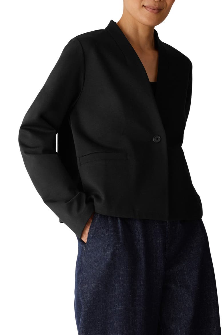 High Collar Cropped Jacket, Alternate, color, BLACK