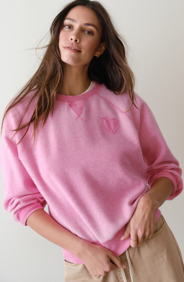 Marine Layer Cloud 9 Reversible Cotton Blend Sweatshirt, Alternate, color, Fuscia