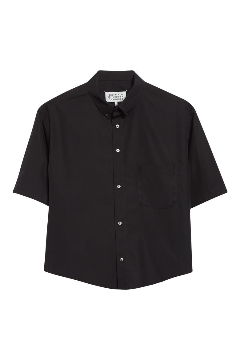 Short Sleeve Button-Down Shirt, Alternate, color, BLACK