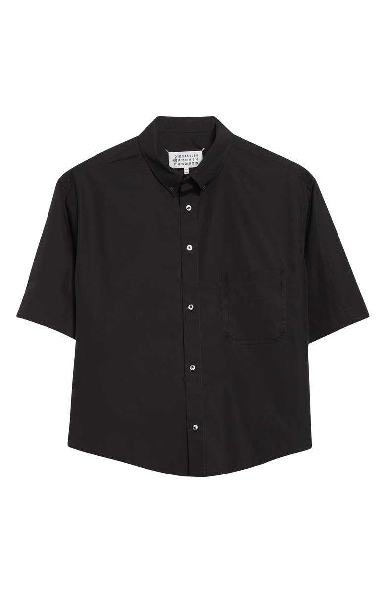 Maison Margiela Short Sleeve Button-Down Shirt, Alternate, color, Black