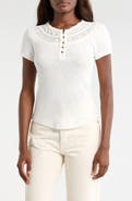 Lucky Brand Embroidered Yoke Henley