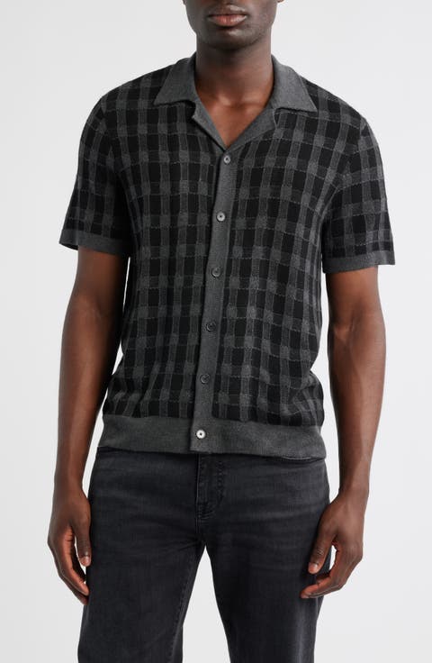 Ronan Jacquard Check Knit Camp Shirt