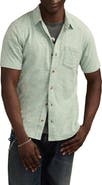 Lucky Brand Slub Knit Short Sleeve Cotton Blend Button-Up Shirt