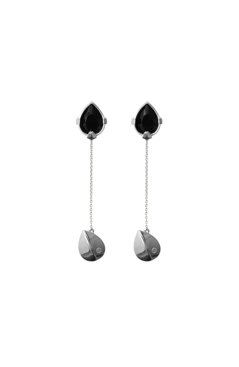 Burberry Onyx Shield Pendant Earrings, Main, color, Silver/Black