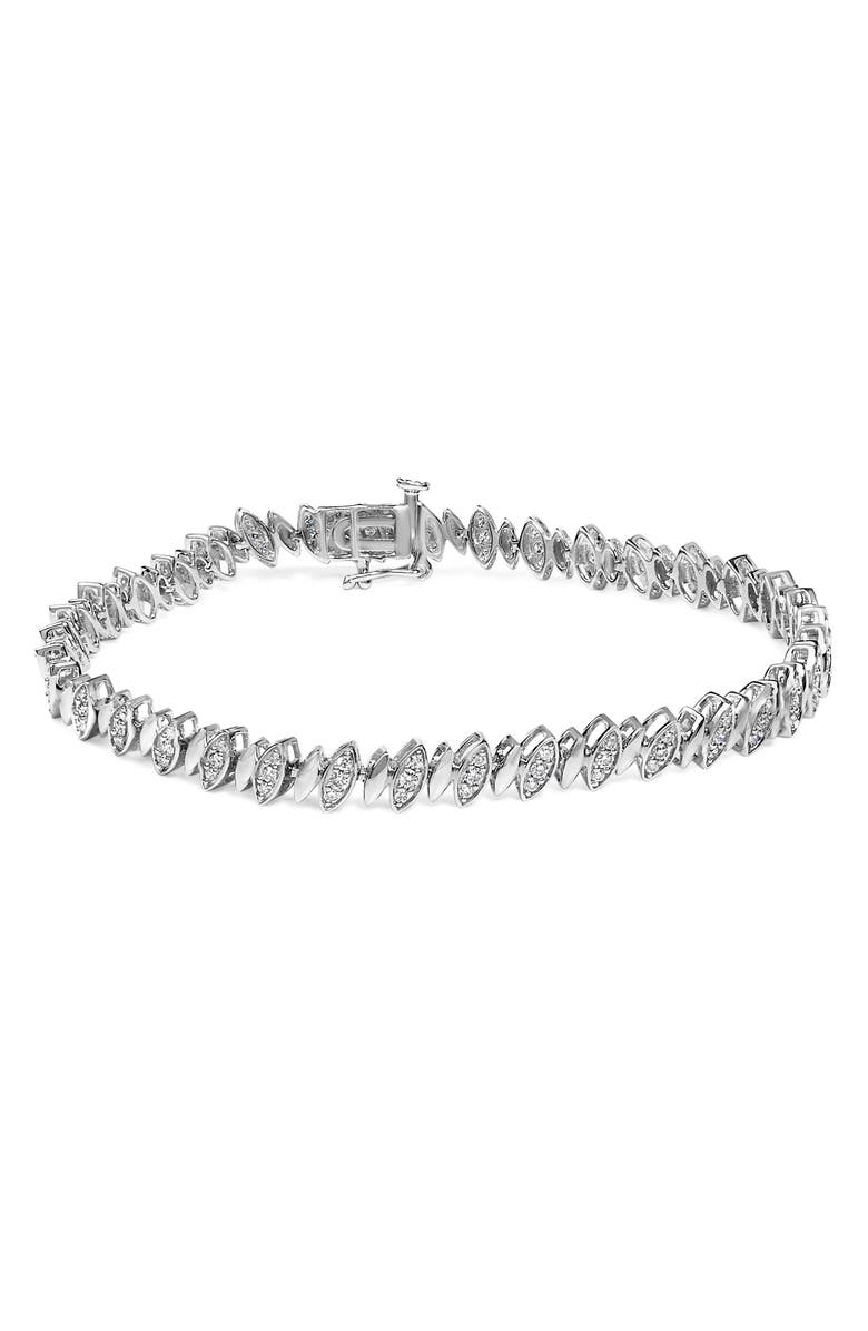 Haus of Brilliance Silver 1.00 Cttw Marquise Link Bracelet, Main, color, White