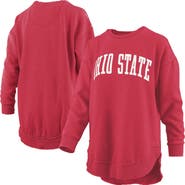 PRESSBOX Women's Pressbox Scarlet Ohio State Buckeyes Melange Poncho Vintage Fleece Long Sleeve Pullover Sweatshirt