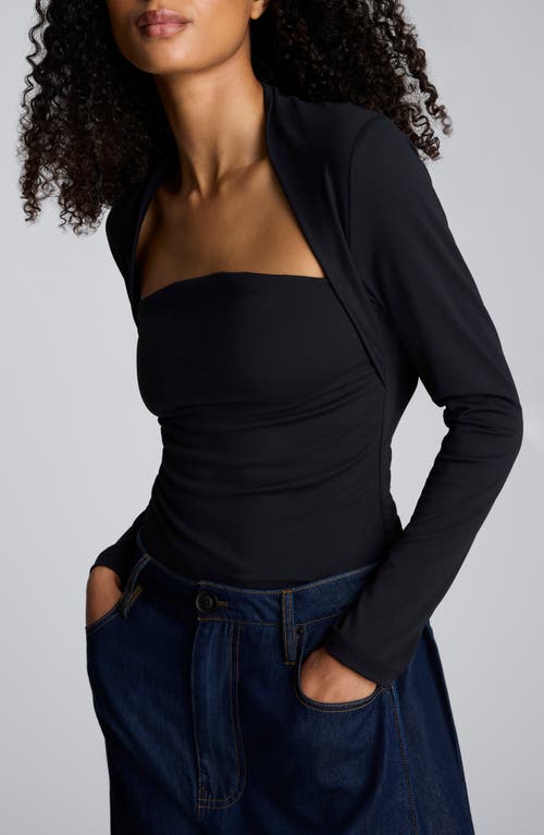 Kenneth Cole Long Sleeve Square Neck Knit Top In Black