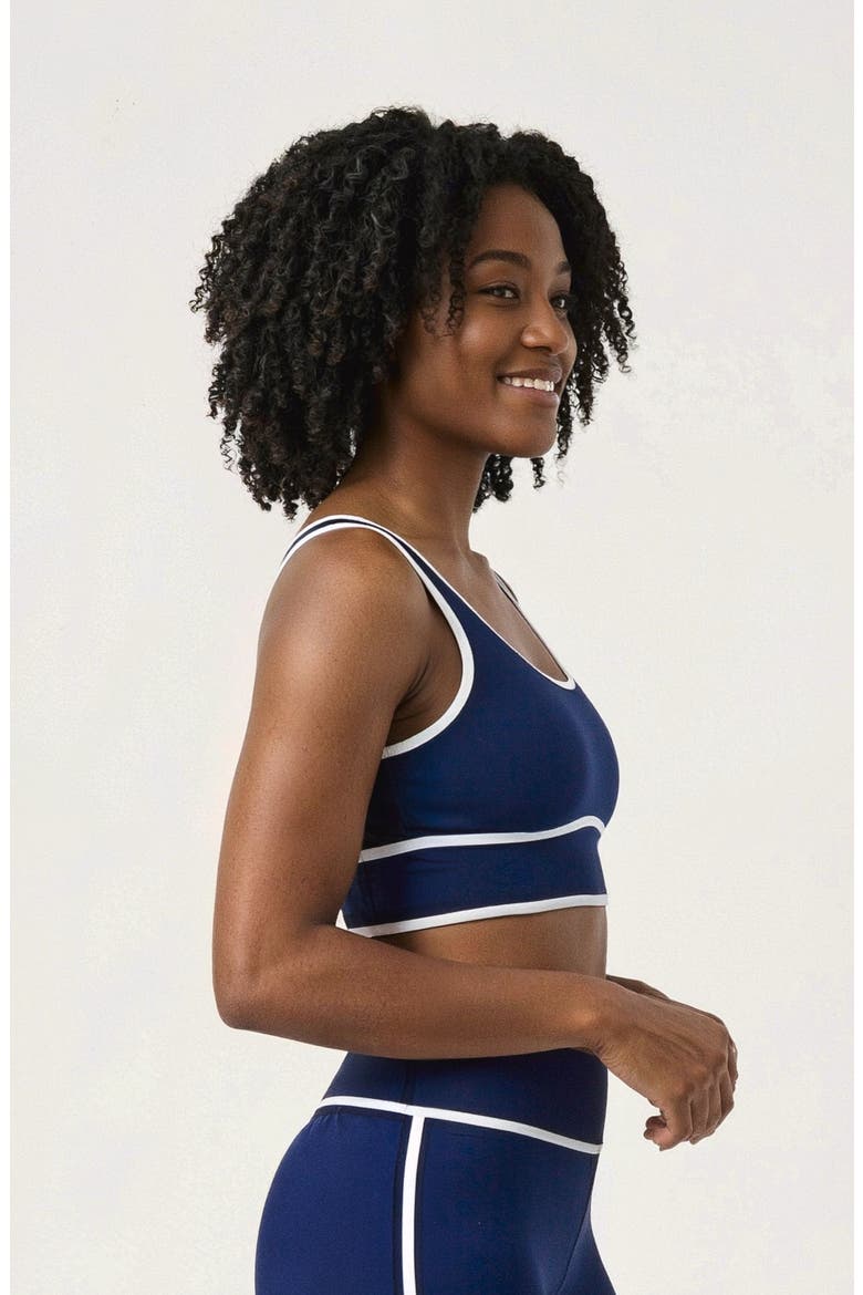 Long Line Swim Bra Two-Toned Collection, Alternate, color, Navy & White