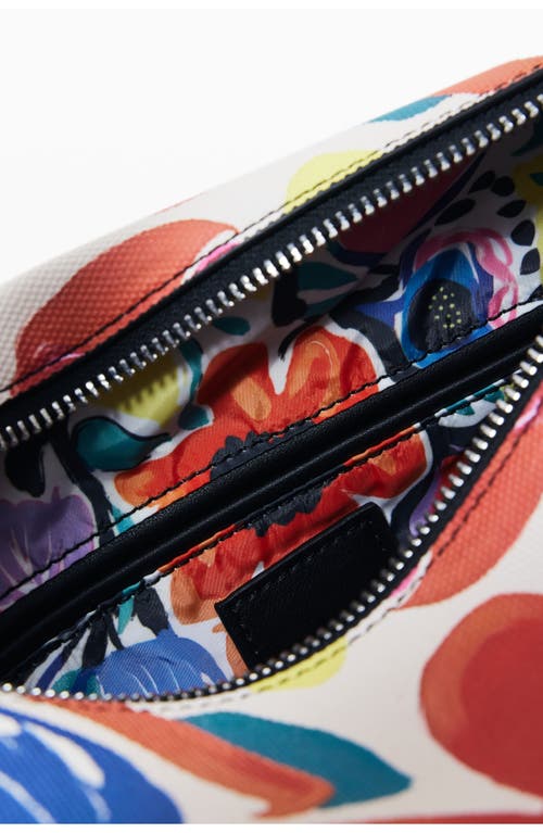 Desigual Floral Cotton Canvas Handbag In Red Floral Multi