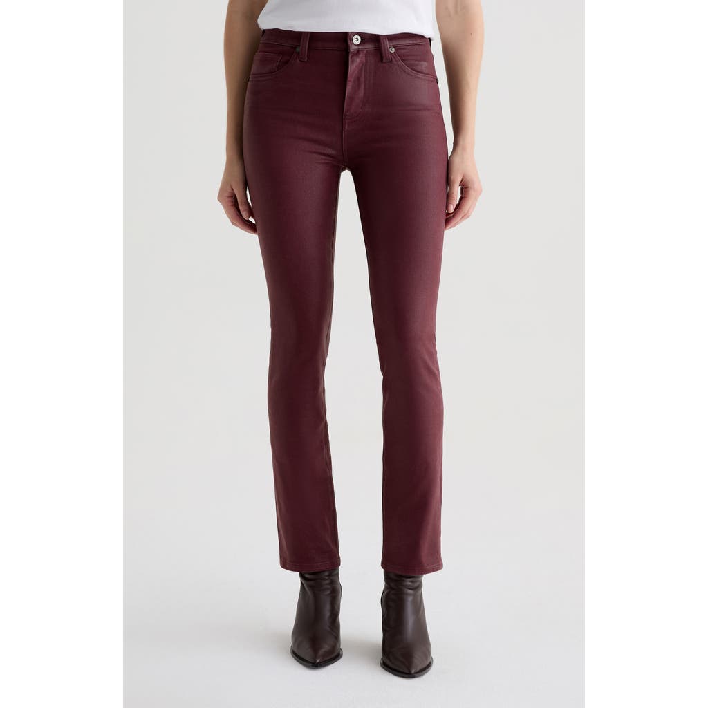Ag Mari High Waist Slim Ankle Straight Leg Jeans In Burgundy