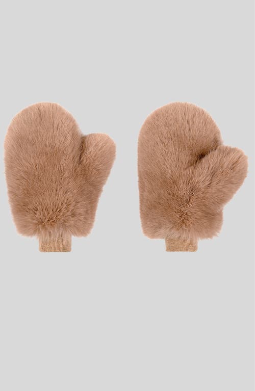 Cynthia Rowley Women's Faux Fur Oversized Mittens In Camel