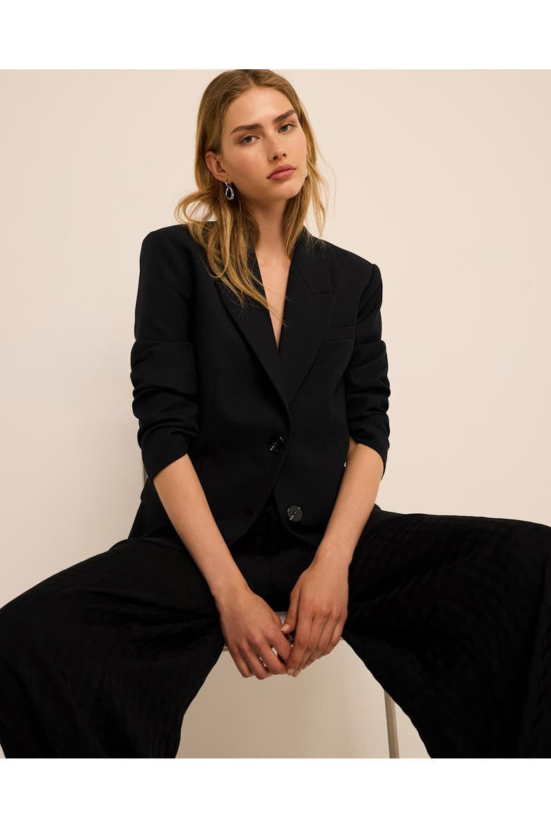 Single Breasted Long Sleeve Blazer, Alternate, color, Black
