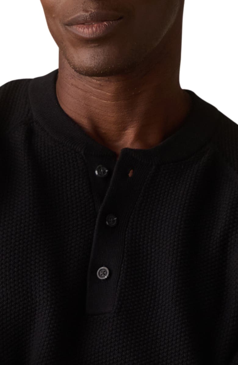 The Normal Brand Textured Cotton Blend Henley Sweater, Alternate, color, Black