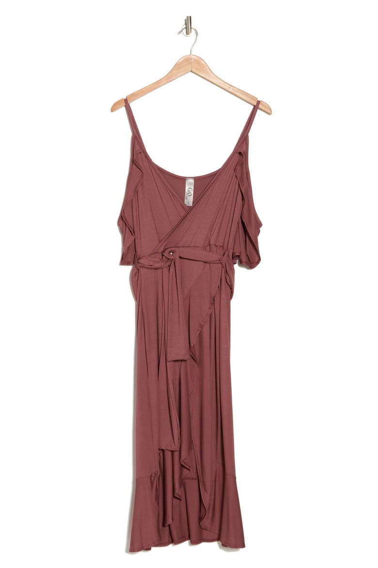 Cold-Shoulder Wrap Dress, Alternate, color, CRUSHED BERRY