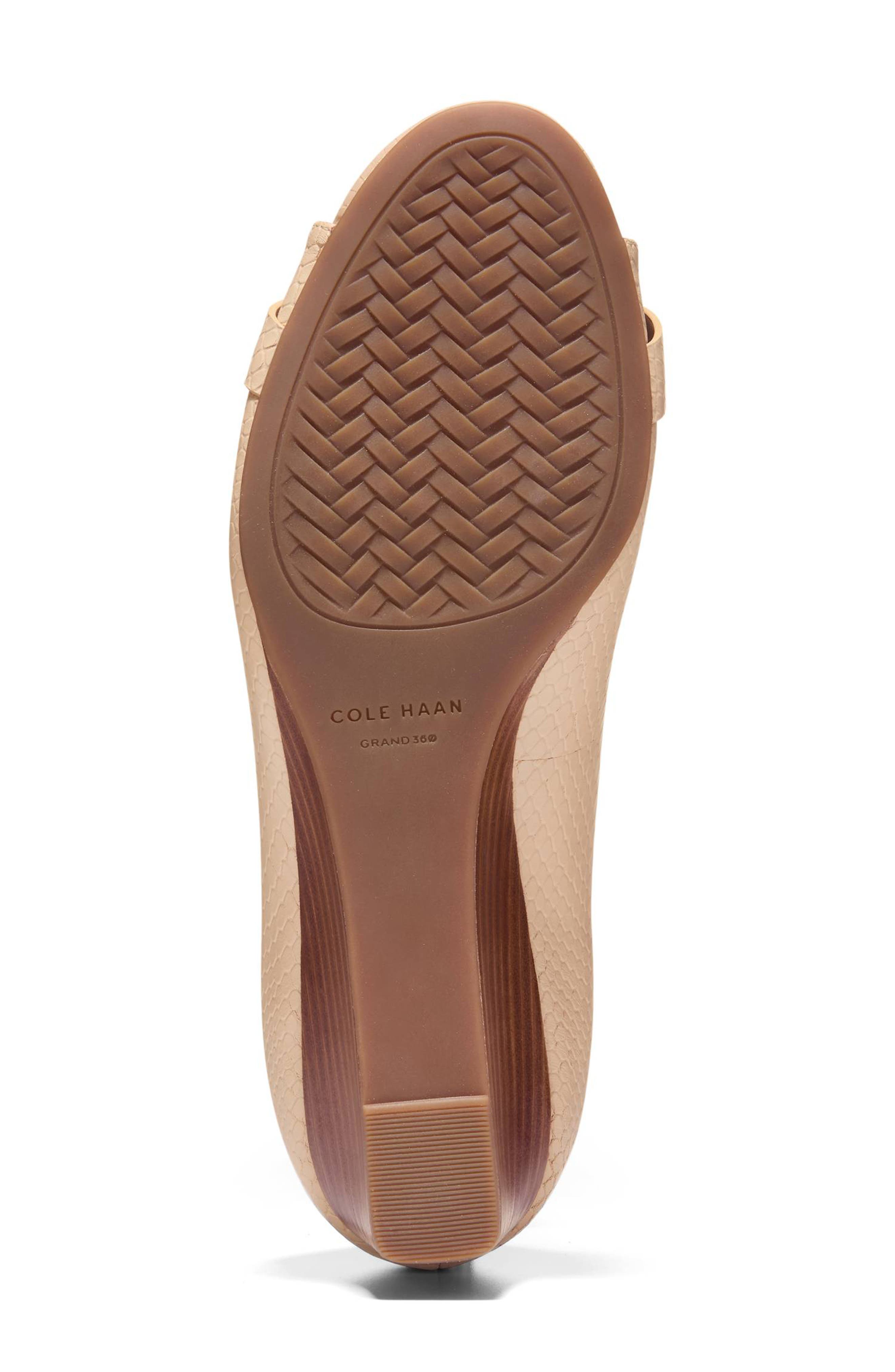 Cole Haan <p>Go-To Malta Peep Toe Bow Wedge (Women)</p>, Alternate, color, Soft Buff Snake Print Leather