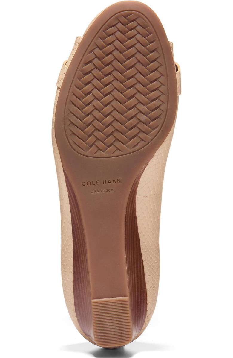 Cole Haan <p>Go-To Malta Peep Toe Bow Wedge (Women)</p>, Alternate, color, Soft Buff Snake Print Leather