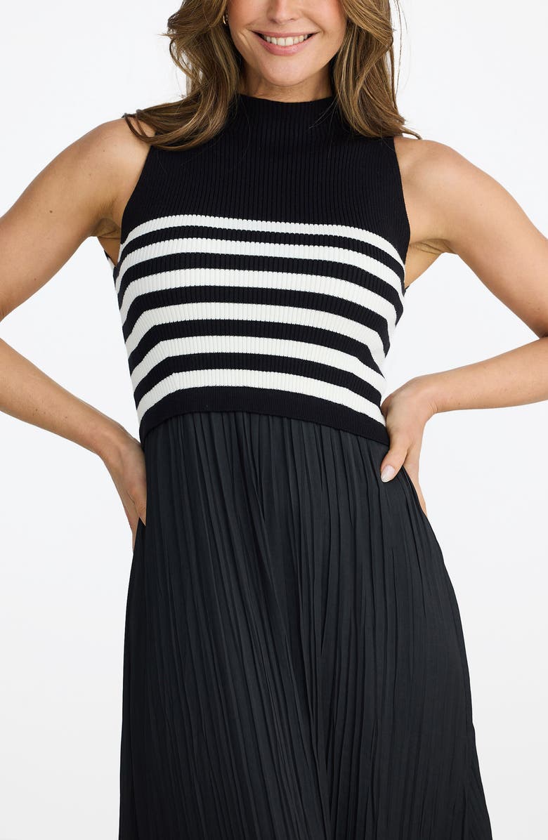 Brave+True Gabriel Sleeveless Mixed Media Maxi Dress, Alternate, color, Black W White