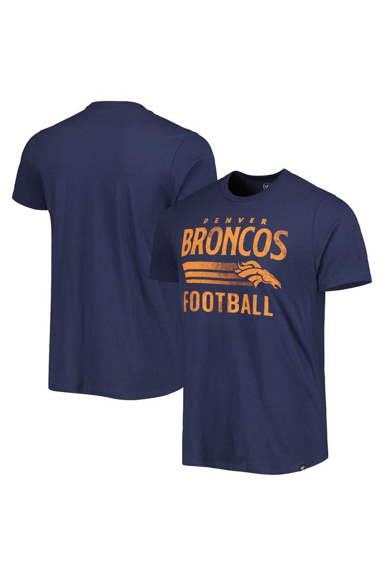 Men's '47 Navy Denver Broncos Wordmark Rider Franklin T-Shirt, Main, color, Navy