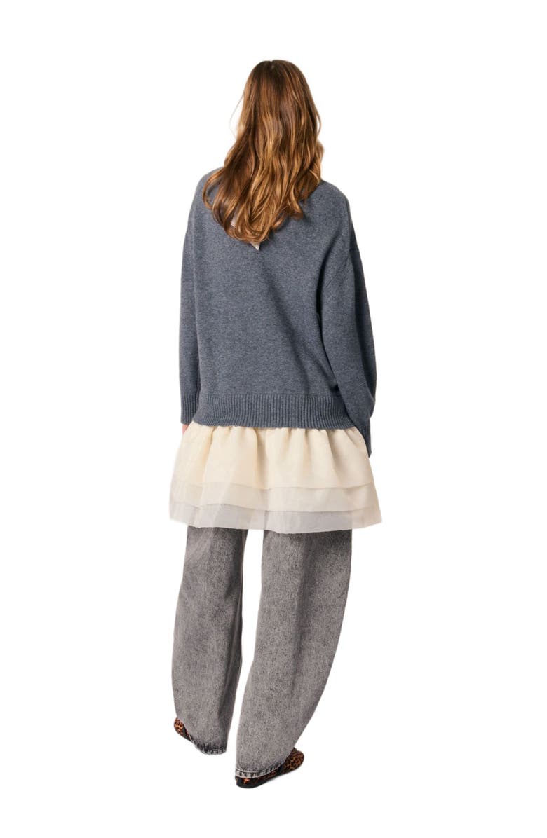 maje Wool and organza dual-fabric dress, Alternate, color, 