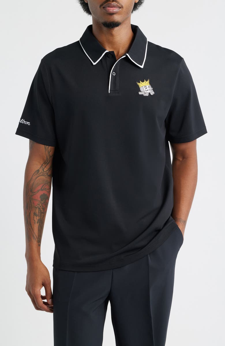 Malbon Golf Fairway Monarch Piqué Performance Golf Polo, Main, color, Black