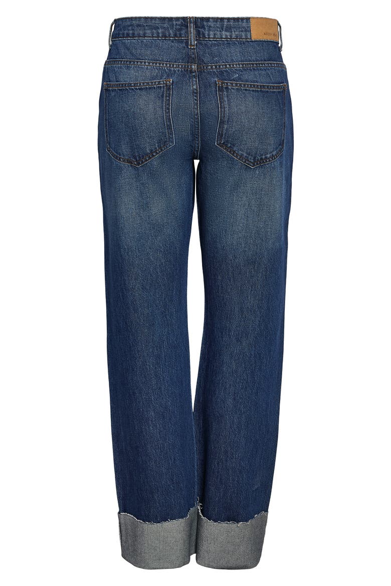 Sanja Cuffed Straight Leg Jeans, Alternate, color, DARK BLUE DENIM