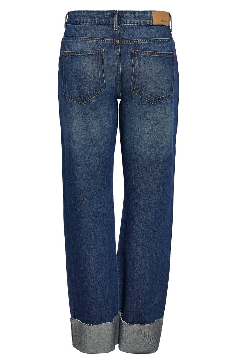 Noisy may Sanja Cuffed Straight Leg Jeans, Alternate, color, Dark Blue Denim