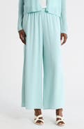 Eileen Fisher Silk Crepe Georgette Ankle Wide Leg Pants