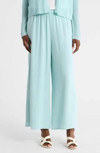 Eileen Fisher Silk Crepe Georgette Ankle Wide Leg Pants